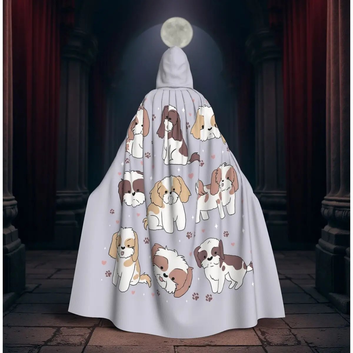 

Shih Tzu Dog Long Hooded Cloak Witch Medieval Costume Cosplay Cape HalloweenParty Adult Unisex