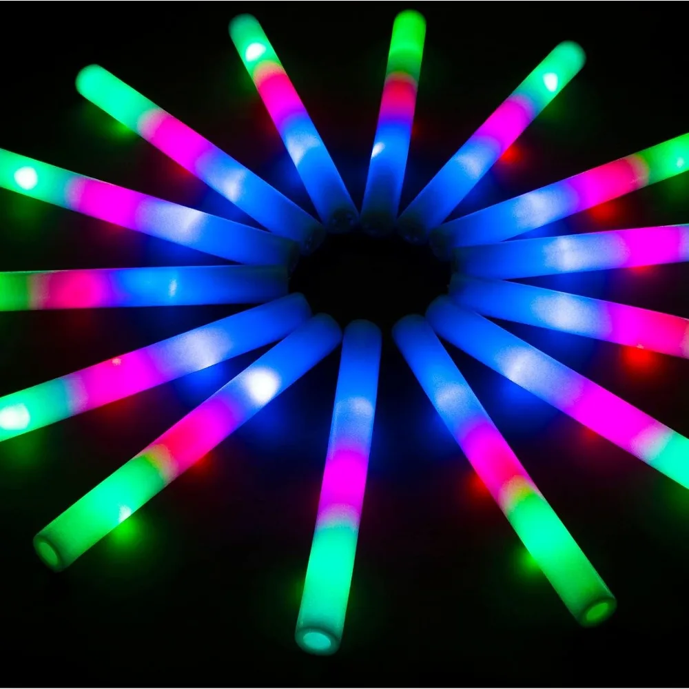 

240 Pack Giant LED Foam Sticks, Stick Bulk Party Pack with 3 Modes Colorful Flashing,Party Supplies for Wedding, Party, Camping