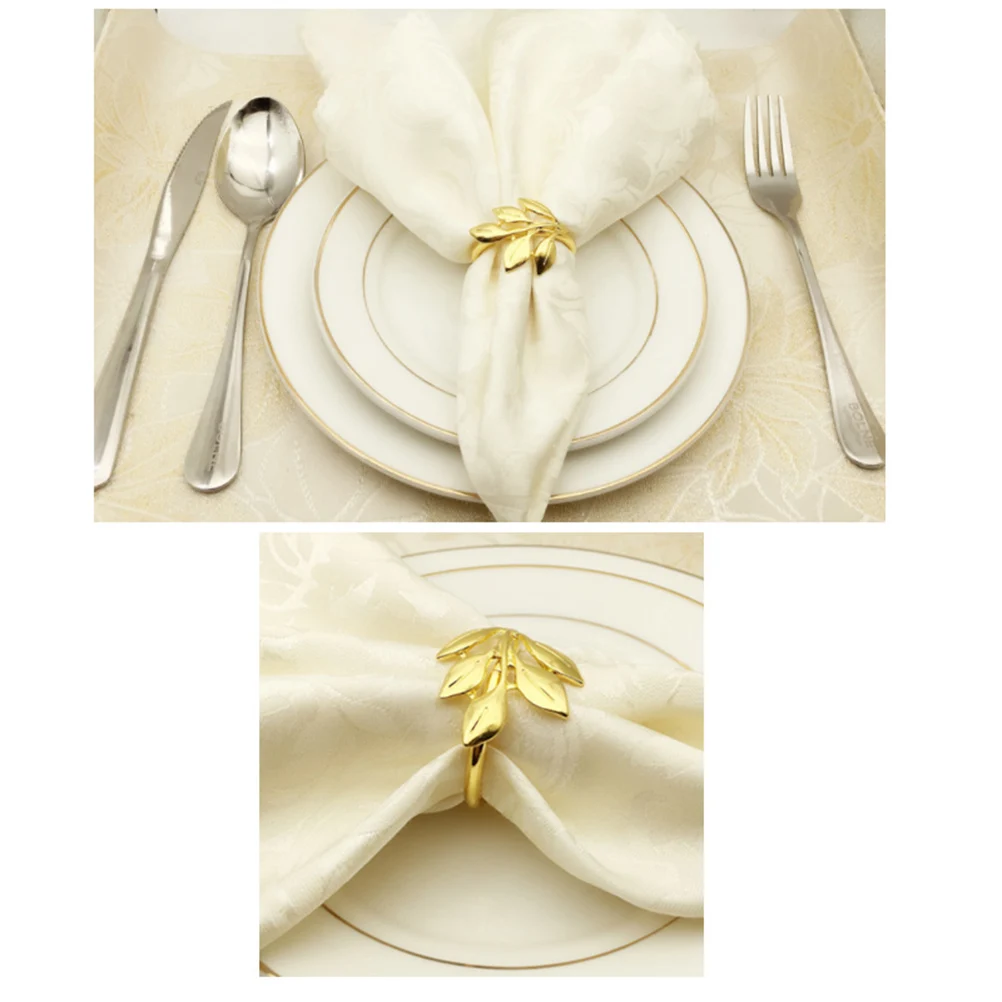 

6 Pcs Metal Leaf Napkin Rings Gold Leaf Napkin Holders Elegant Table Decor Banquet Dinner Party Wedding Birthday Festival