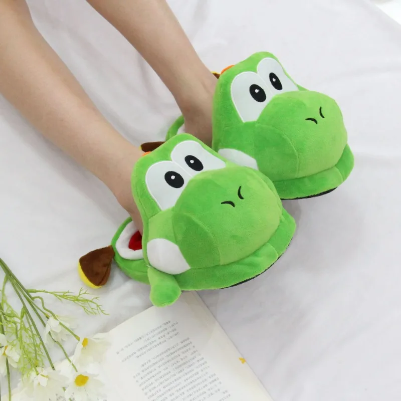 

New Anime Marios Yoshi Cosplay Plushes Slippers for Women Cartoon Winter Warm Non-slip Soft Bottom Comfort Kawaii Cotton Shoes