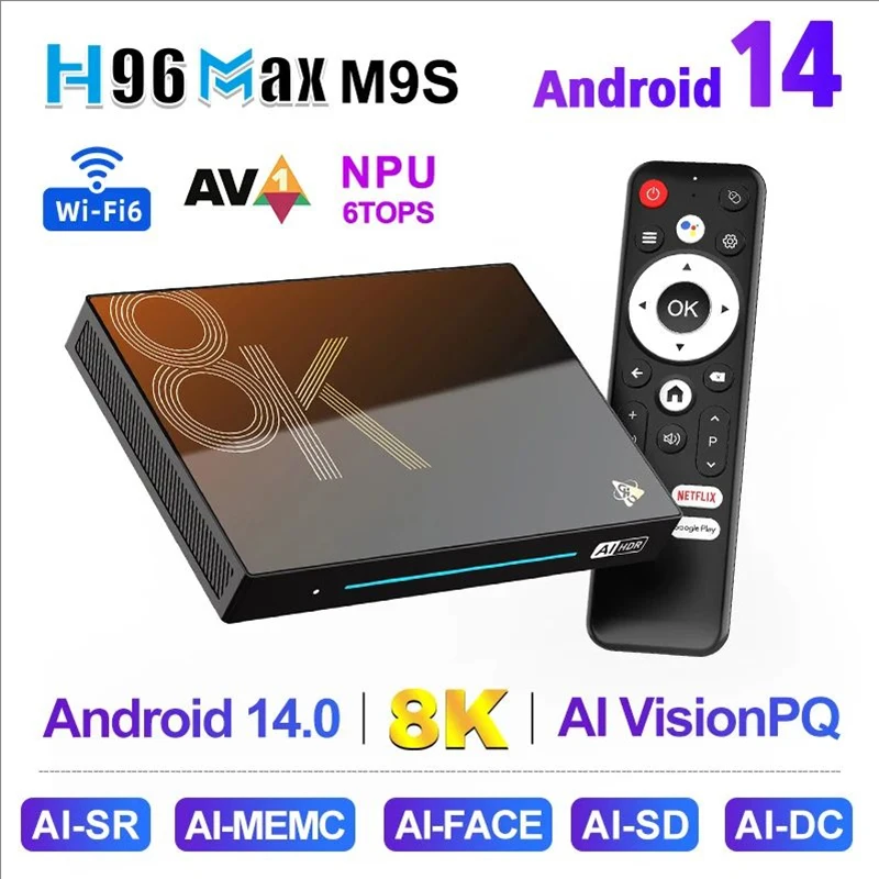 H96 MAX M9S AI VisionPQ Smart TV Box Rockchip RK3576 Android 14 Wifi6 BT5.4 1000M LAN 4K&120fps 8GB 128GB LPDDR4 Media Player