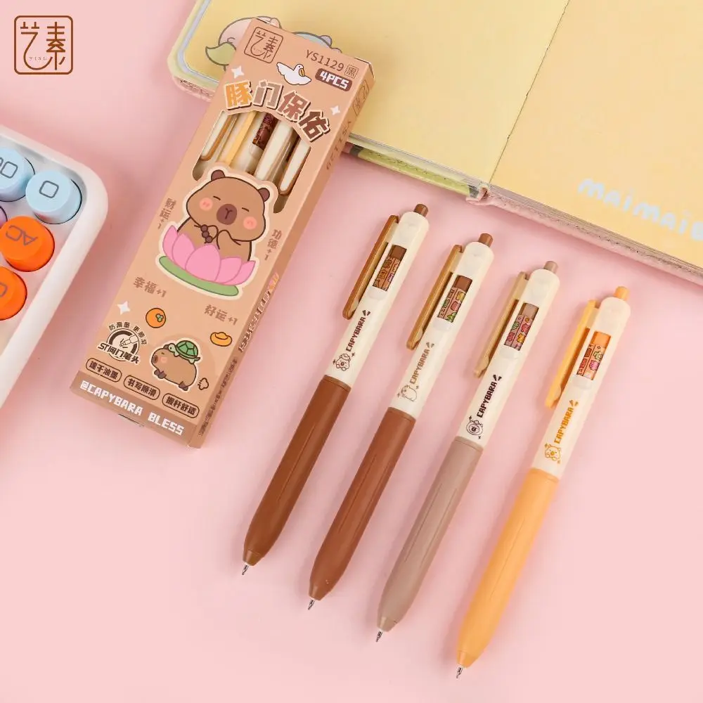 4PCS Press Rotating Answer Pen Dining Options Capybara Rotating Choose Pen ST Head Fun Ballpoint Gel Pen School Office Supply