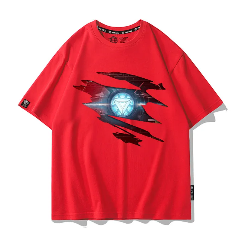 

Новая детская футболка для родителей и детей с принтом Marvel Iron Man Scratch Armor Piercing, модная детская футболка из чистого хлопка с принтом