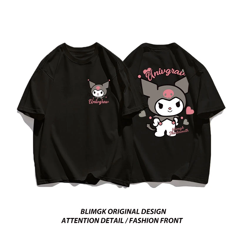 

Cartoon Kuromi Women's T-shirt Sweet Cool Popular Women's T-shirt Cotton Casual T-shirt Anime Loose T-shirt Outdoor Casual Top