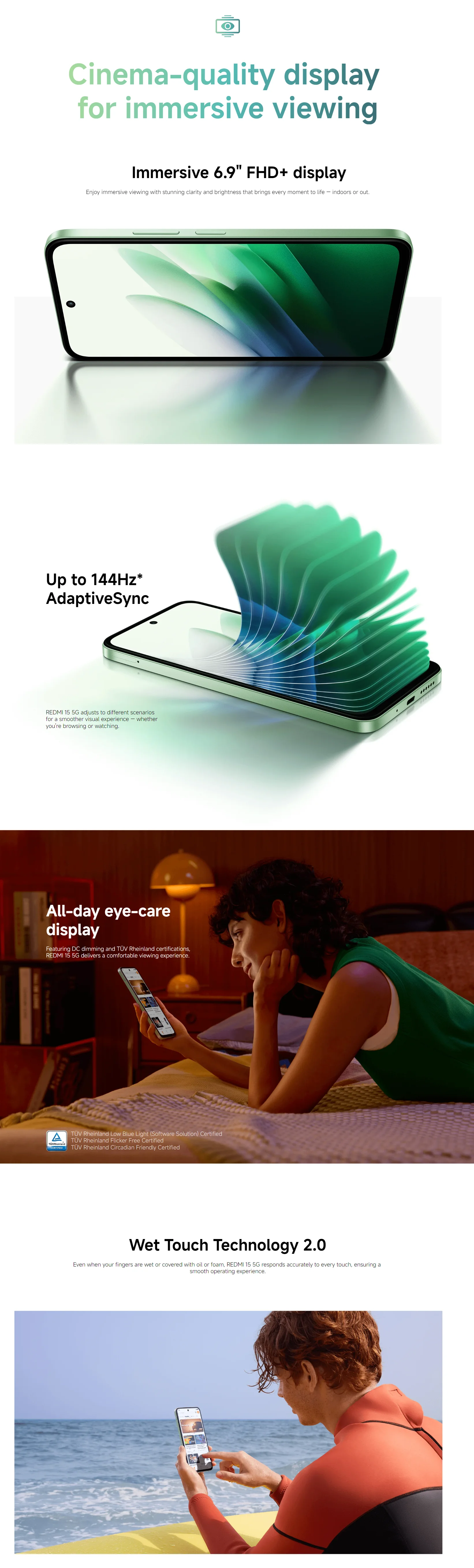 Redmi 15 5G Global Version Snapdragon® 6s Gen 3 7000mAh (typ) 33W Battery Smartphone 6.9" 144Hz Display 50MP AI Camera