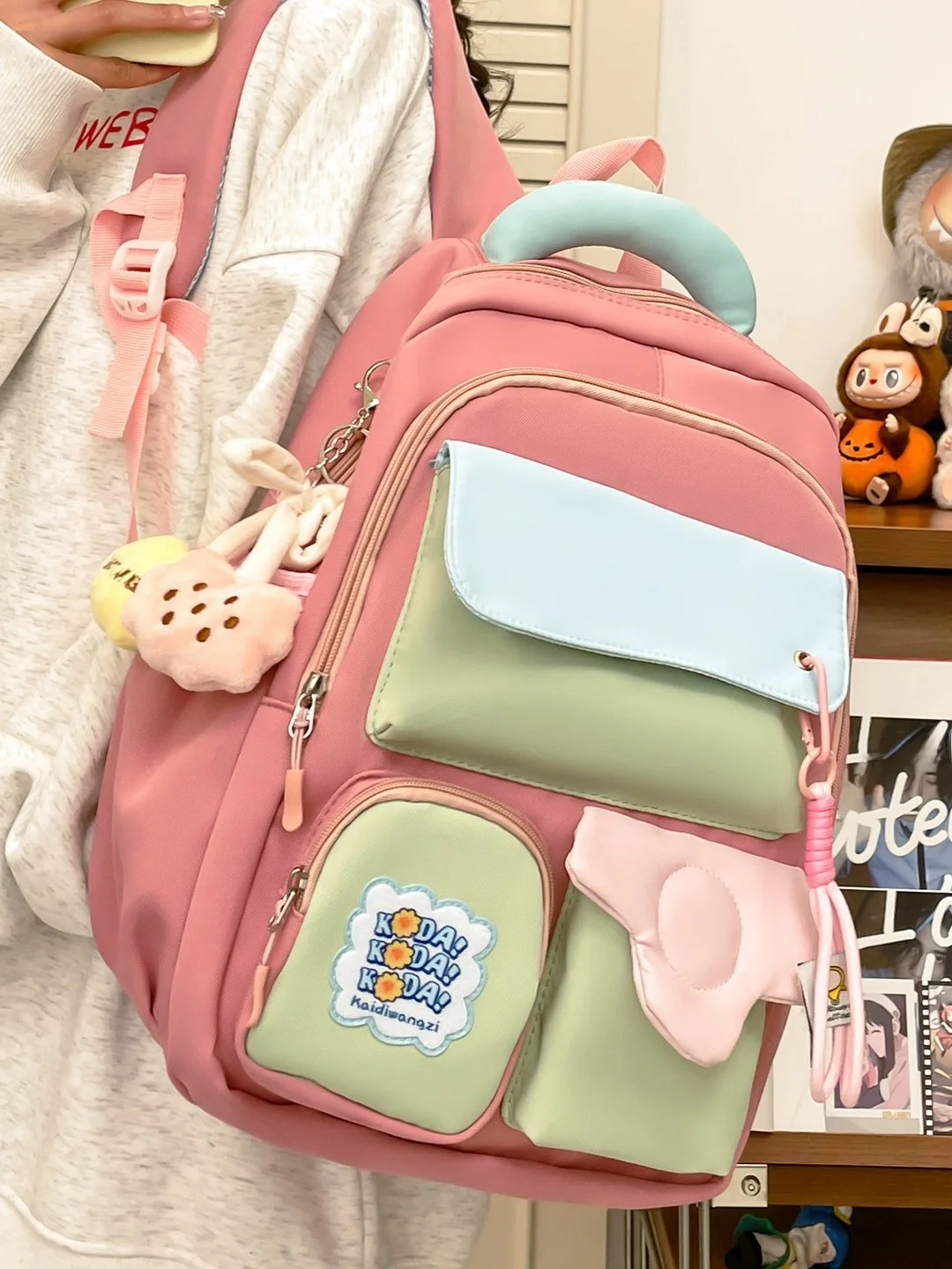 Grande capacidade Bapa para meninas Estudantes do ensino médio Coreano Sle Estudantes universitários Color Blo Bolsa escolar Material de nylon Un...