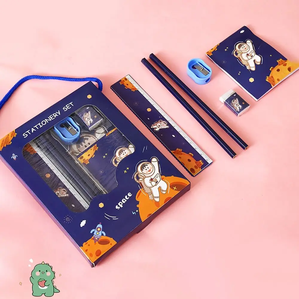 High Quality Gift 6 In 1 Stationery Set Erasers Rulers Study Stationery Set Pencils Kindergarten Birthday Gift Prizes
