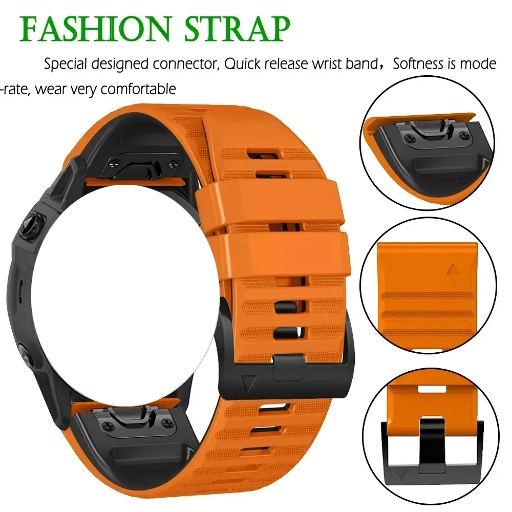 For Garmin Instinct 2X Solar QuickFit Silicone Watch Strap Watchband 26 22mm For Garmin Fenix 8 6X 6 Pro 5X 5 Plus 7X 7 Bracelet