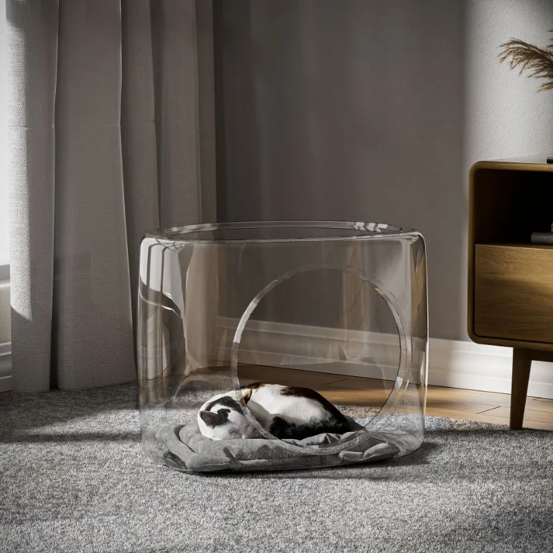 Ventilation Cat House Transparent Large Space Integrated Easy To Care for Plastic Multi-function Simple Cat House