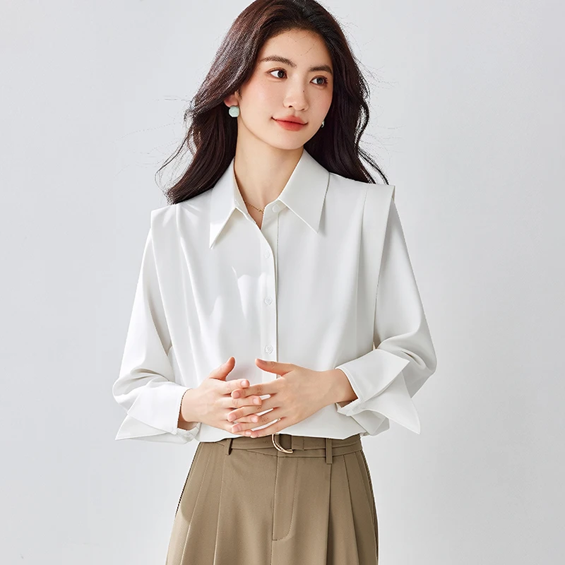 

Весенние рубашки для женщин: модные офисные наряды 2026 года, белая рубашка на пуговицах с длинным рукавом для женщин, блузки