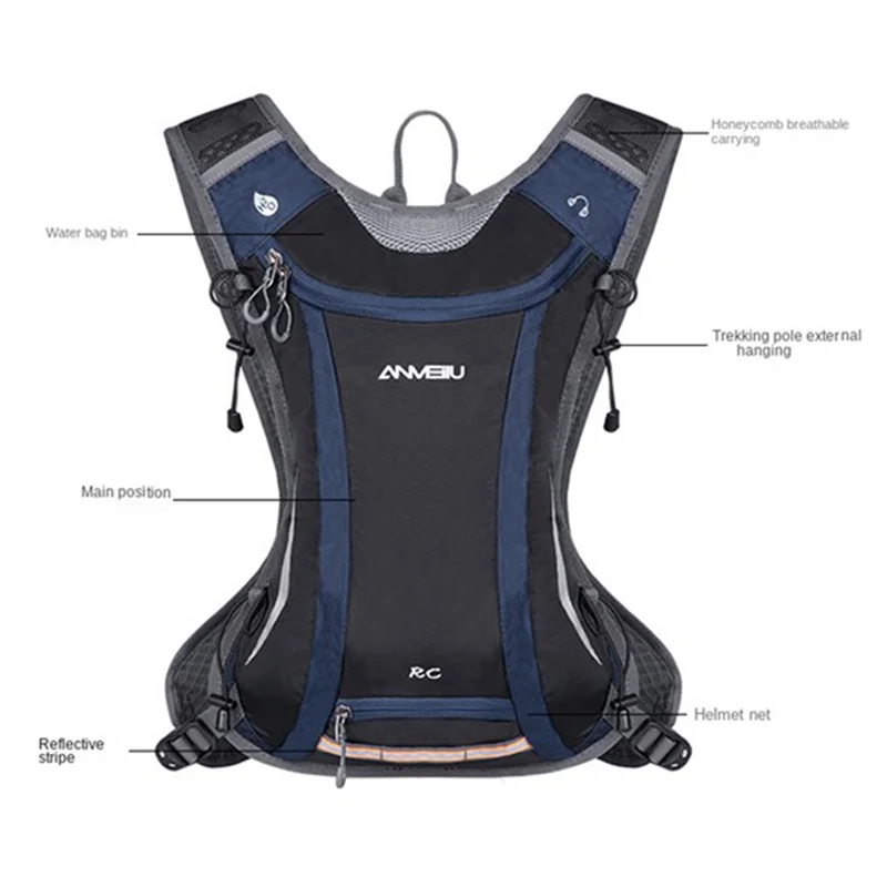 B72A ANMEILU Worek na wodę może pomieścić worek na wodę o pojemności 5 l, odpowiedni do jazdy na rowerze, terenów wierzchnich, biegania, pieszych wędrówek, maratonów bez worka na wodę