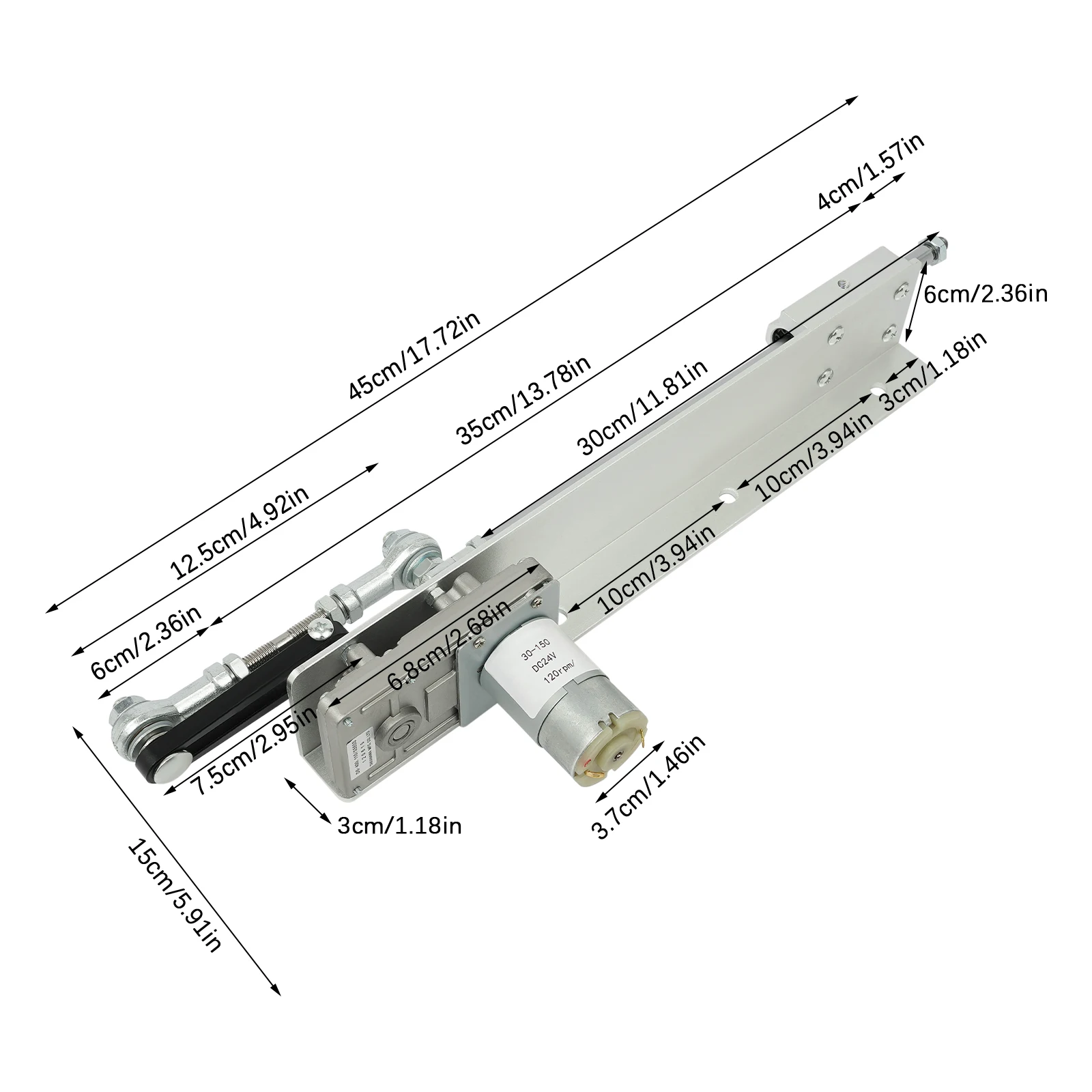 DC24V Mini-Teleskop-Linearantrieb, 3–15 cm, verstellbarer Teleskop-Kippantrieb |   M8-Gewinde