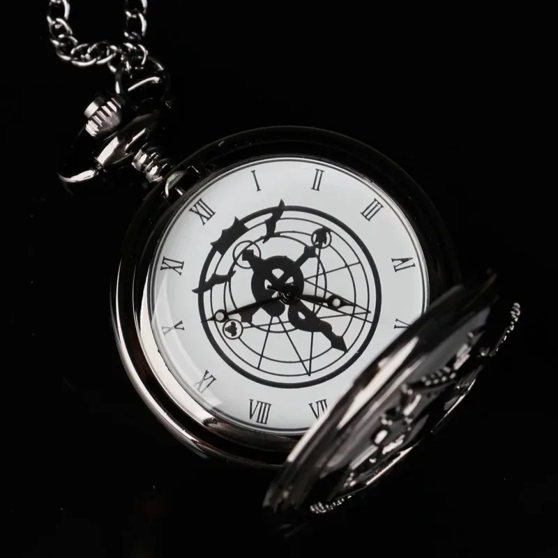 Full Metal Alchemist Steampunk Pocket Watch Antique Vintage Quartz Chain Clock Pendant Jewelry Timepiece Gift for Women Men