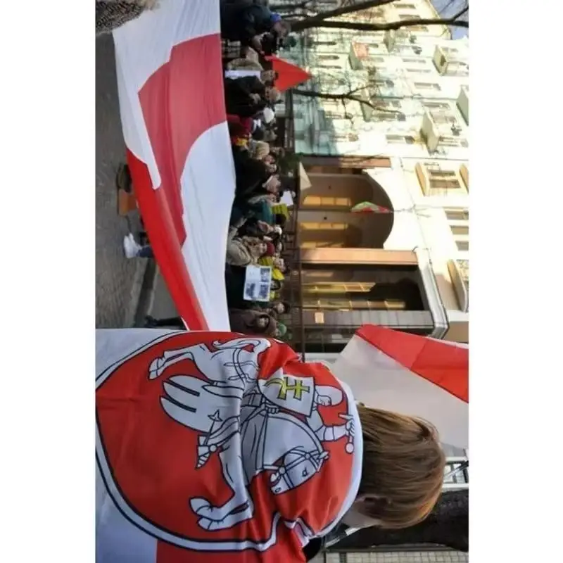 Belarus White Knight Pagonya Flag 90x150cm Polyester Belarusian Ensign with Coat of Arms Flag For Decoration