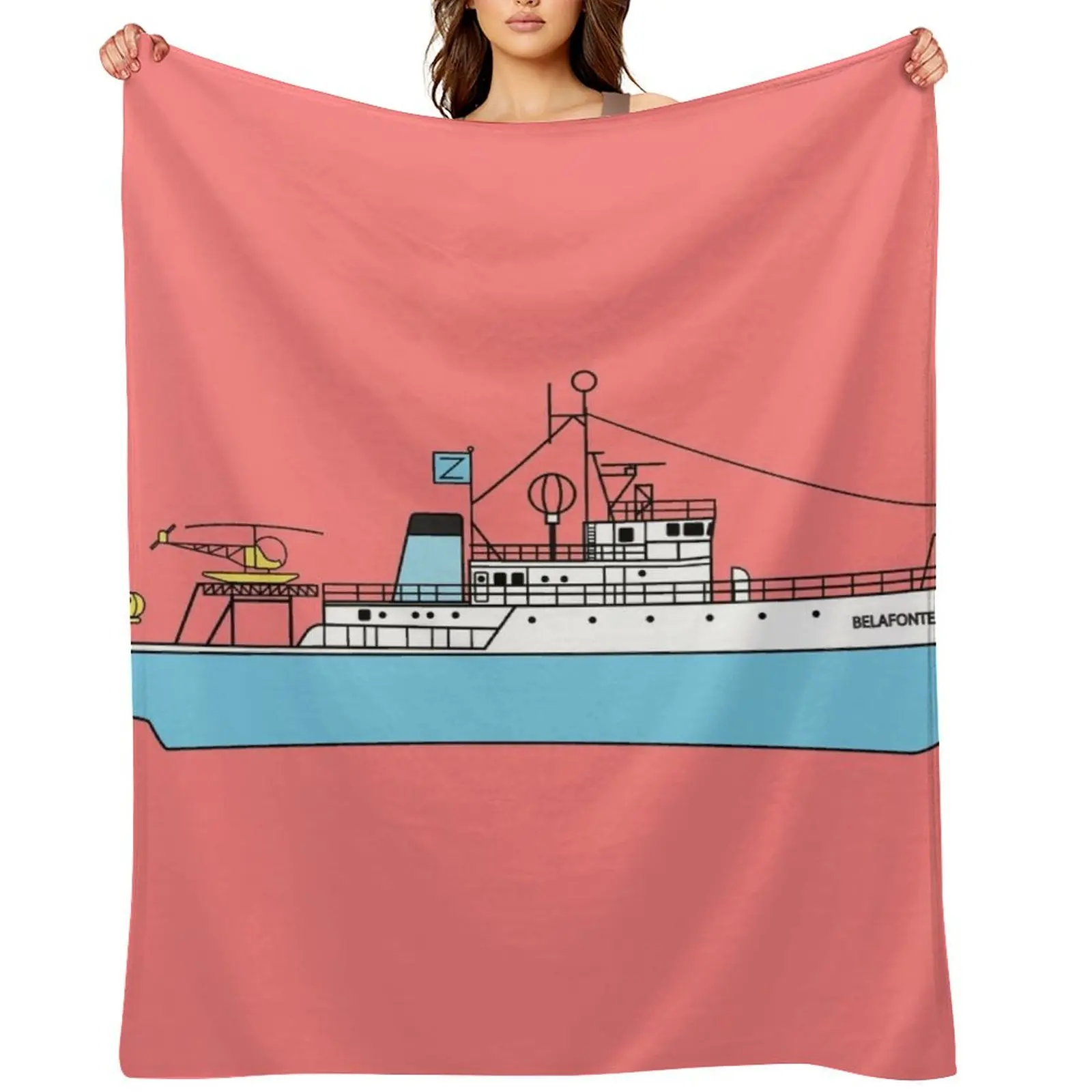 

Life Aquatic by Steve Zissou - The Belafonte Throw Blanket Flannel Fabric Stuffeds Luxury Blankets