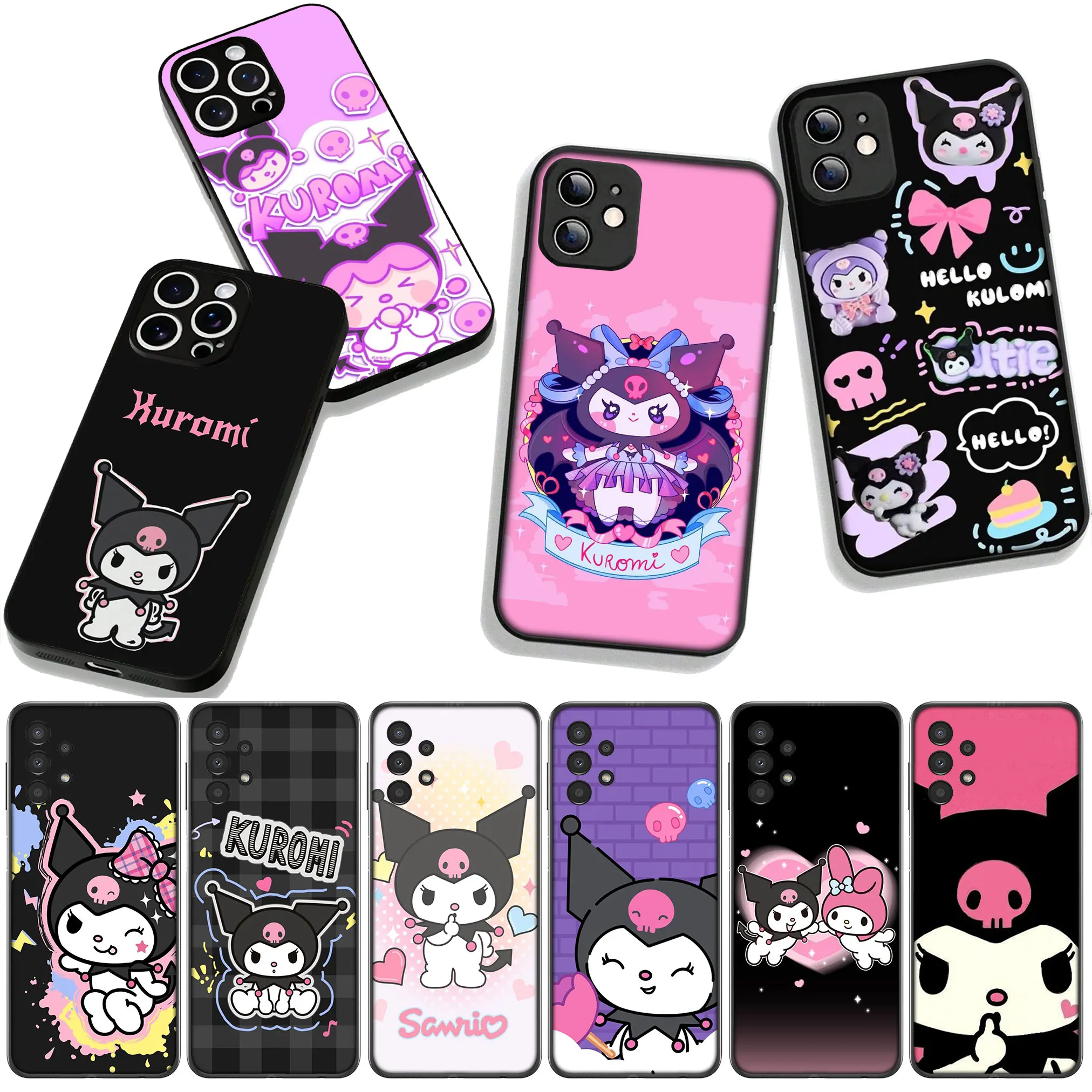 Чехол для Samsung Galaxy S25 S24 S22 S23 FE Ultra Plus A56 A05 A06 A15 A16 A55 S7 Edge, чехол для телефона с рисунком, милый мультяшный чехол с Куроми