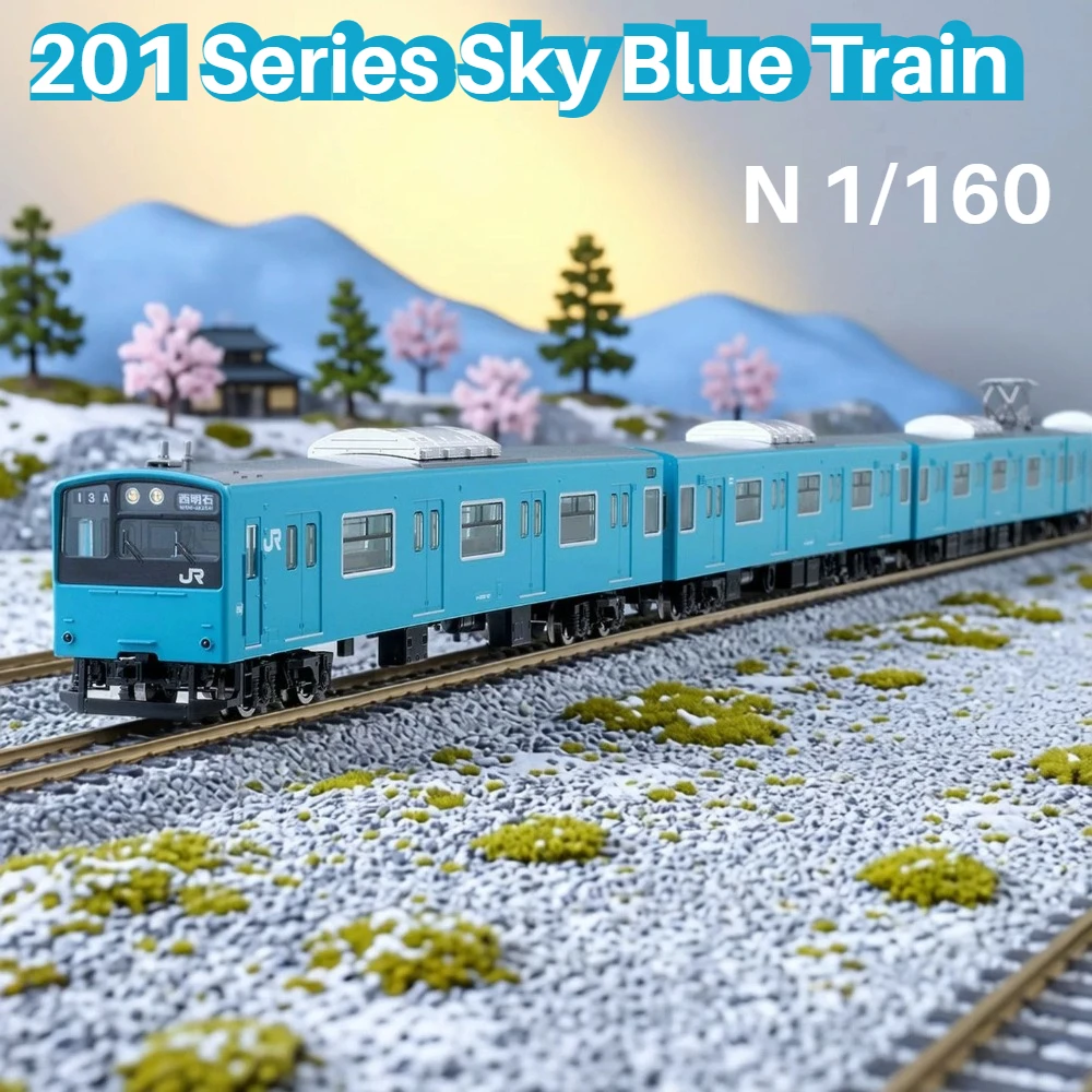 TOMIX N Type 1/160 Scale Model Train Series 201 Sky Blue Train 98855 7 Carriage Powered Train Set Boys Toy Gift