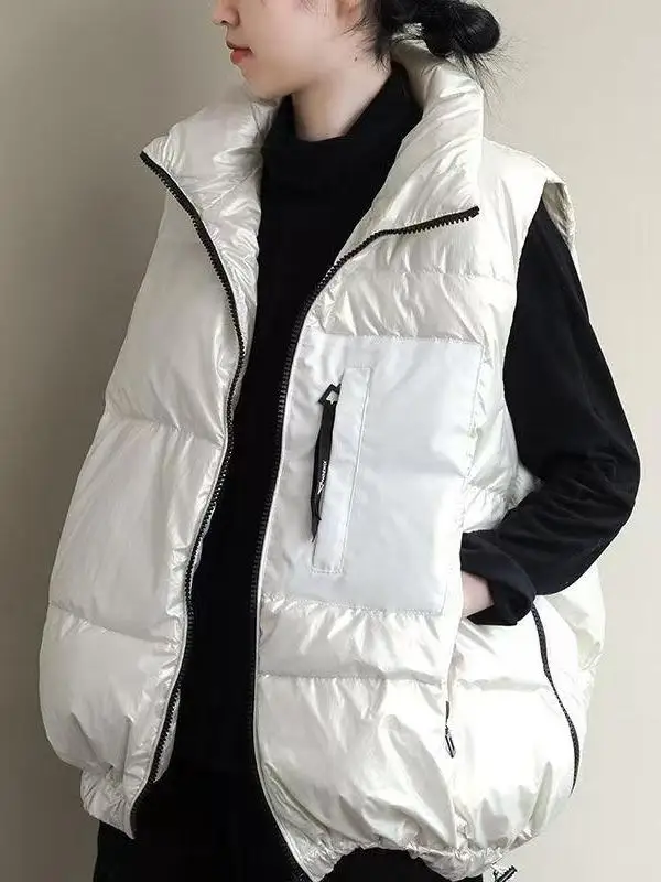 

Retro Oversized Loose Artistic Vest Jaet Autumn Winter New Sle Patchwork Casual Cotton Wear Commute Thiened Zipper Pure...