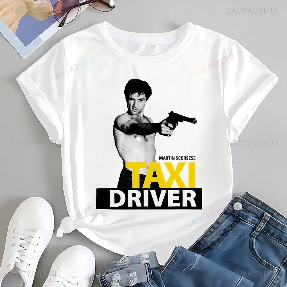 Винтажная футболка с принтом водителя такси из фильма, топ, нейтральный тренд, рубашка унисекс с короткими рукавами в стиле Харадзюку, большая футболка с узором