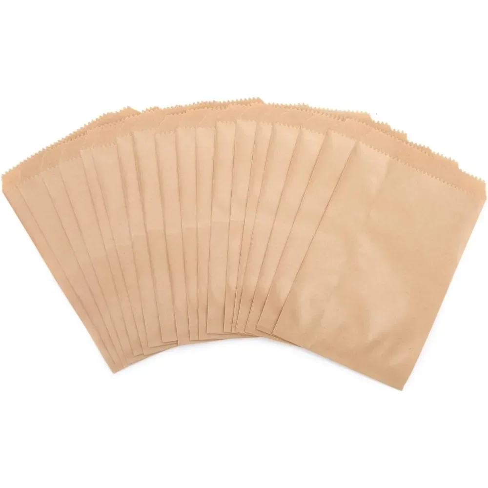 Sacs cadeaux plats en papier kraft 4x6 pouces, 50 pièces, 10x15cm, pour fêtes, Noël, mariages, emballages, cadeaux