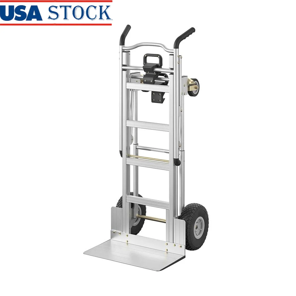 

3-in-1 Aluminum Hand Truck Folding Cart Ergonomic Heavy Duty 1000 lb Capacity Flat Free Wheels Multi-Purpose Assist Truck