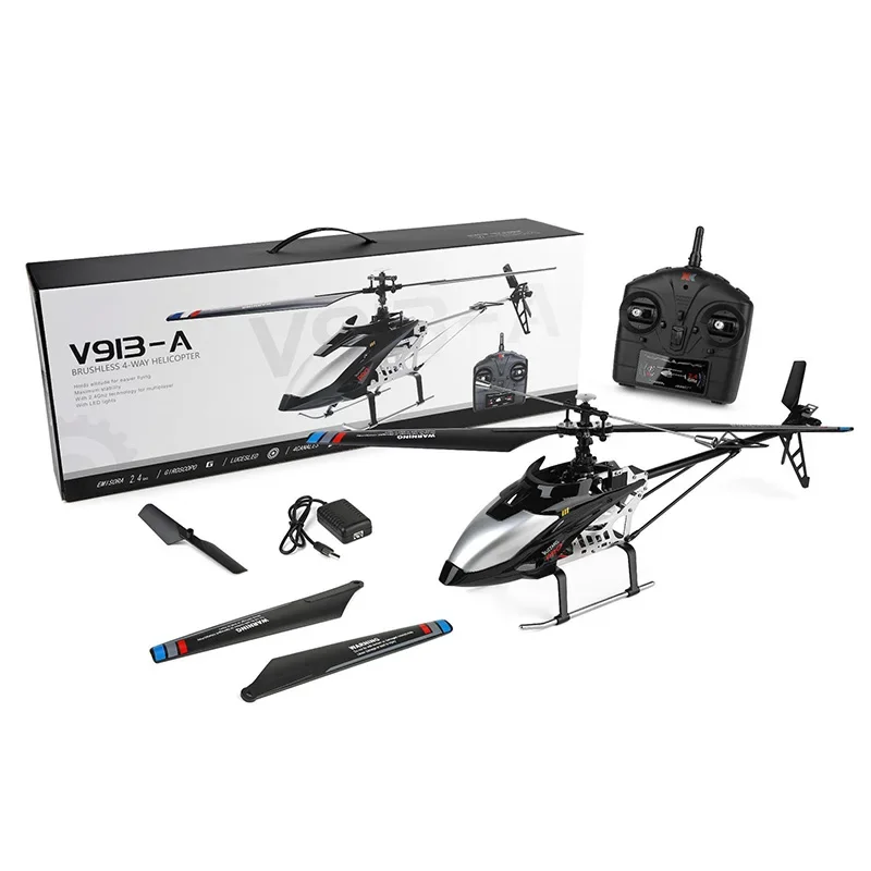 Wltoy\'s New Rc Plane V913-a Four Channel Remote-controlled Fixed Height Brushless Helicopter Large Aircraft Model Toy Model