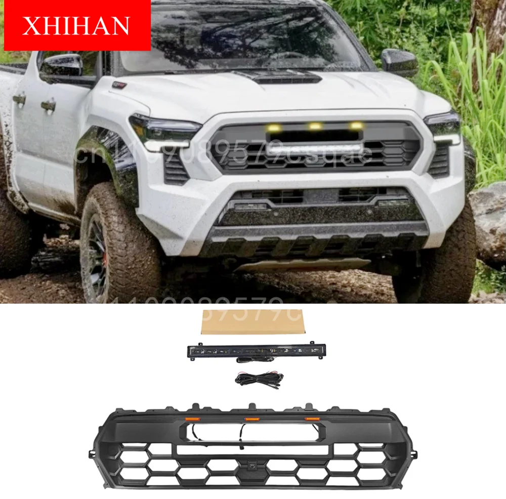 

For Toyota Tacoma 2024-2025 Front Bumper Grille Modified TRD Grill with Upgraded Racing Grills and Lighting Strips Auto Parts