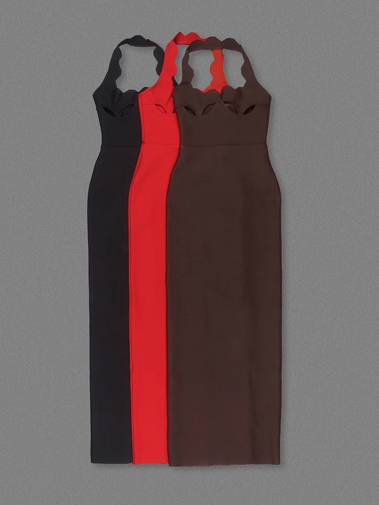 فستان ماكسي مثير بأشرطة رسن للنساء أنيق بدون ظهر Bodycon عيد الميلاد ثوب مسائي مجوف بدون أكمام للمناسبات الرسمية