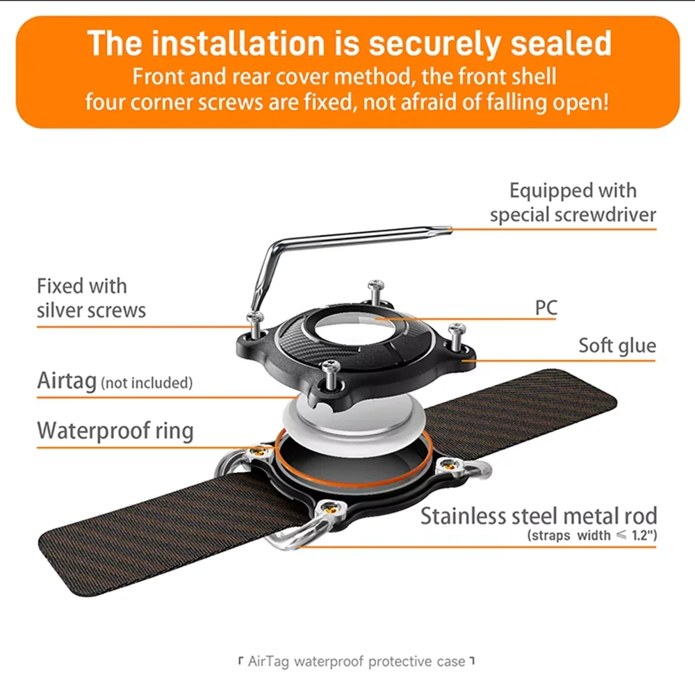 Airtag Dog Collar Holder Waterproof Airtag Case for Dog Collar with Removable Metal Loop  Light Weight fit for Apple Airtags image 3