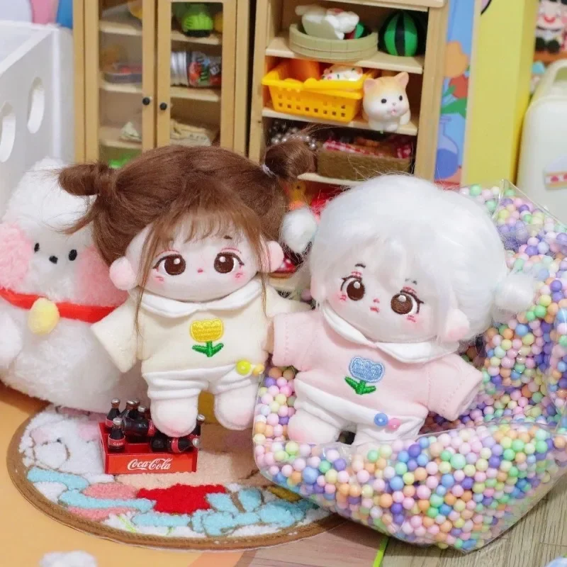 10cm cotton doll with milk bark/meowing, no attributes, fried hair, naked baby, cute cotton girl, normal body