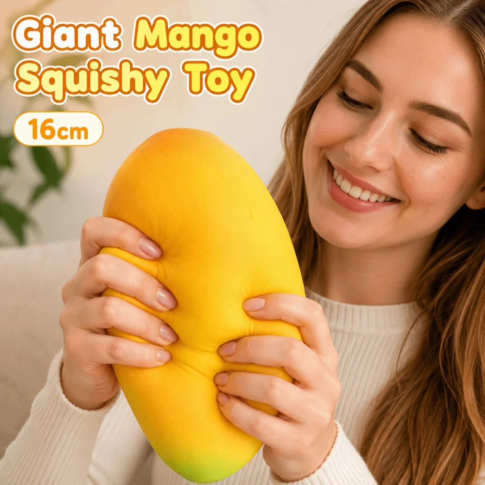 16cm Giant Mango Squishy Toy Super Soft Anxiety Relief Slow Rebound Fidget Toy Kneading Elastic Mango Squeeze Toy