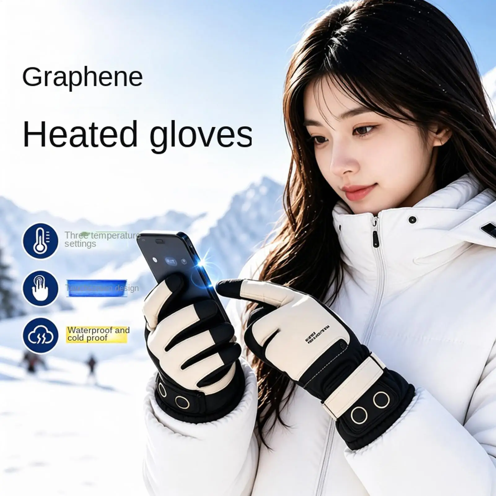 Winter Warm Ski Gloves Snowboarding Outdoor Waterproof cold proof touch screen electric heating for outdoor cycling skiing