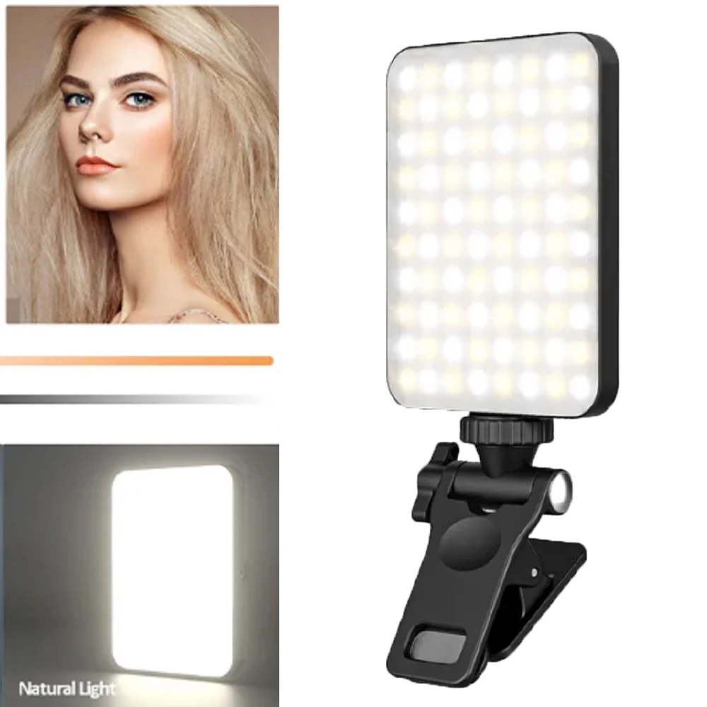 80LEDs Portable Mini Fill Light 2000mAh with Clip Brightness Angle Adjustable Suitable for Live Streaming Photo Video