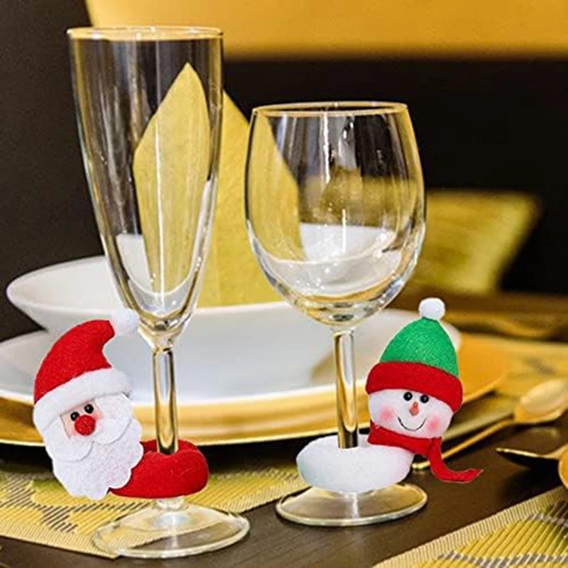 6Pcs Santa-Claus Moose-Snowman Drink Markers Kit For Christmas Holiday Party Wine Glass