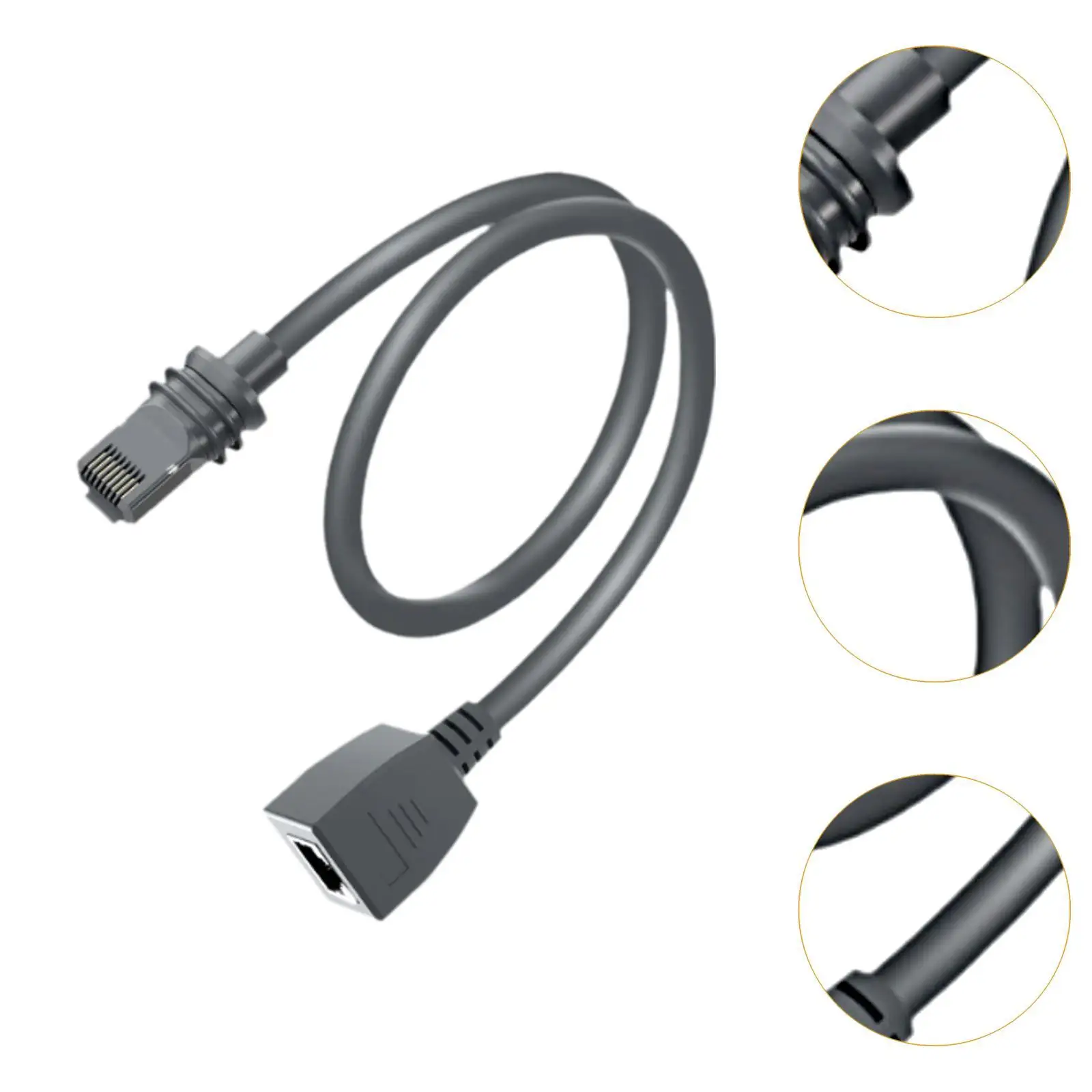 Extensión de Cable satelital Rectangular, adaptador extensor Ethernet de doble blindaje macho a hembra de 1200Mbps para exteriores a RJ45