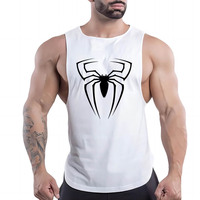Summer New Men'S Outdoor Simple Breathable Lightweight Street Sleeveless Vest Gym Outdoor Casual Spider Print Quick Drying