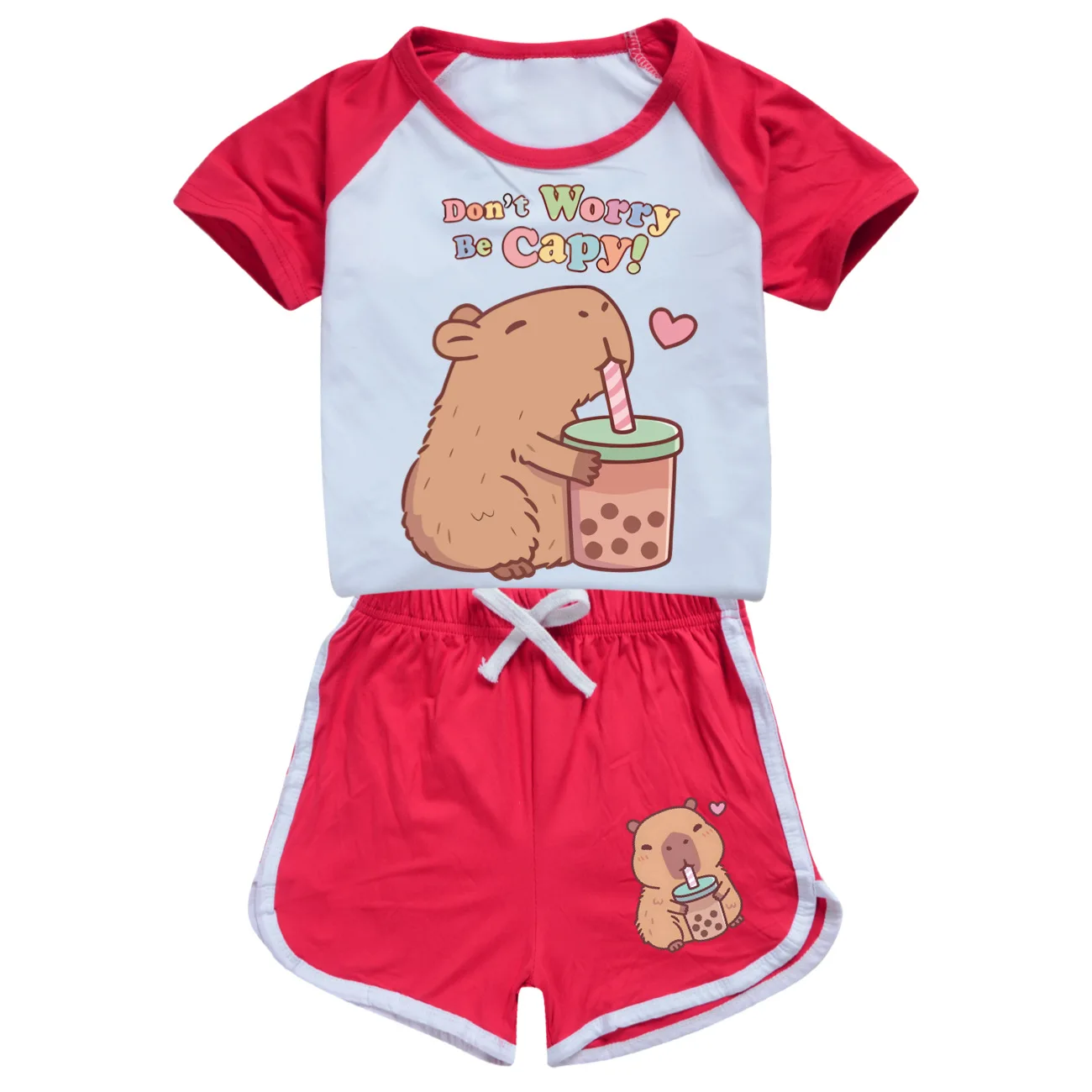 Capybara Girls Boys Clothing Set Kids Sports T shirt+Shorts Set Children Capibala Clothing Casual Comfort outfits Pyjamas Gift