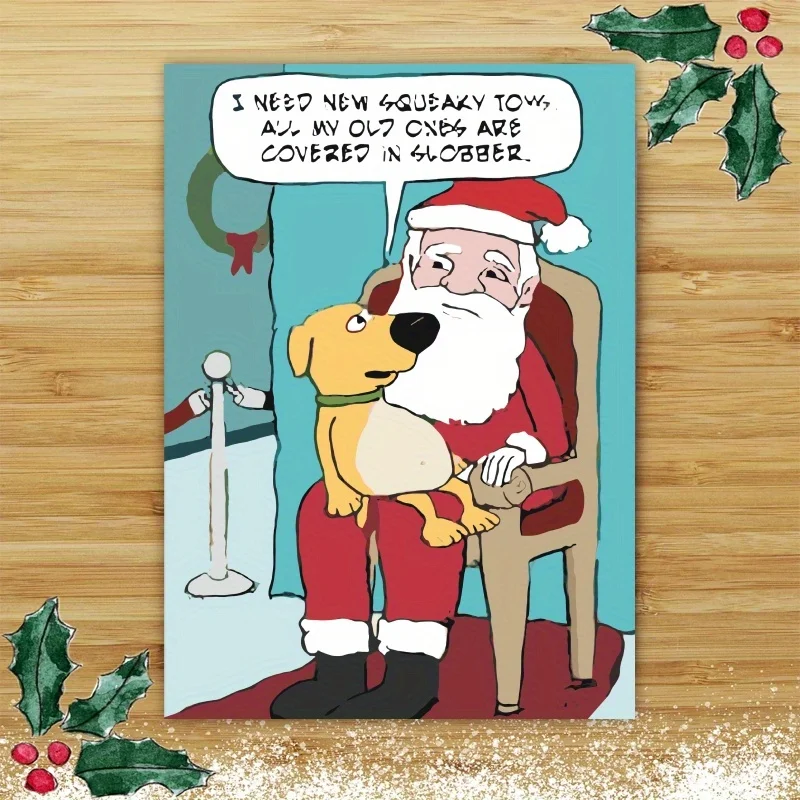 1pc, Christmas card, funny Christmas card, the best gift for family, friends, meowy Christmas card, Santa Christmas card