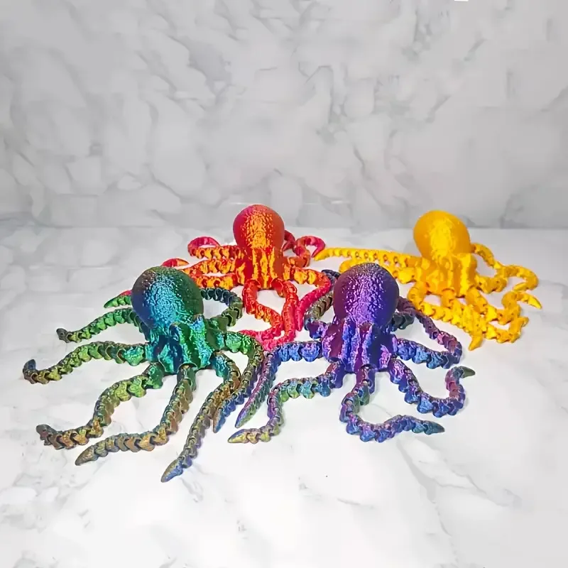 3D Printing Octopus Model Creative Free Movement Joints Toy Fish Tank Aquascape Squid Decorative Ornaments Kids Gifts