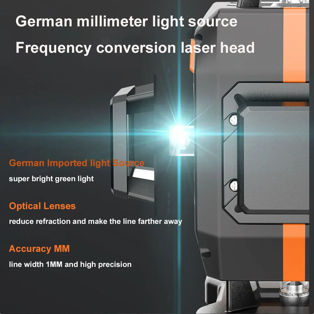 Mini Laser Level 12 Lines 3D Blue / Red/ Green Line 360 Self-Leveling Horizontal and Vertical Super Powerful Laser Level