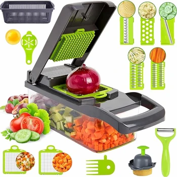 Multifunctional Vegetable Chopper, 12 in 1, 22 in 1, Onion Grater, Carrot Potato Shredder, Food Chopper for Salad, Kitchen Gadge