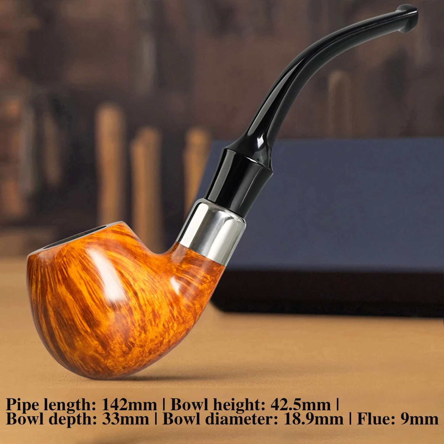 OLD FOX Briar Tobacco Pipe Classic Curved Apple Pipe Prince Diplomat Pipe 9mm  Father's Day Gift with Gift Box Accessory Set