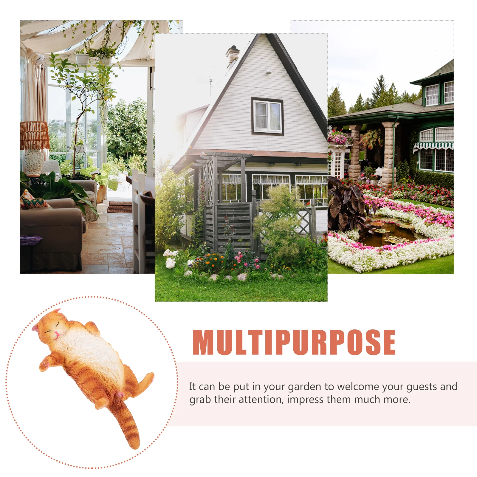 

Cute Plastic Lovely Lawn Decorative Statue Durable Outdoor Cat Ornament Small Size Garden Accessories Adorable Cat Statue For