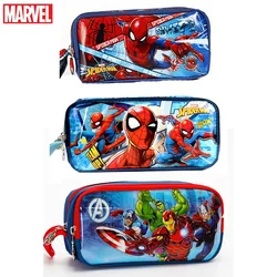 Marvel Anime Movies Pencil Case Avengers Superhero Spider-Man Iron Man Bilayer Large Capacity Pencil Box Student Supplies Gifts