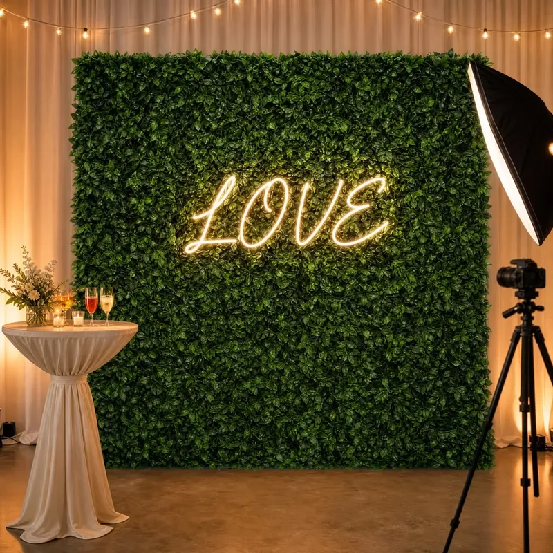 for Decoration Faux Boxwood Panels Hedge Backdrop Artificial Plant Grass Green Wall Panel for Wedding
