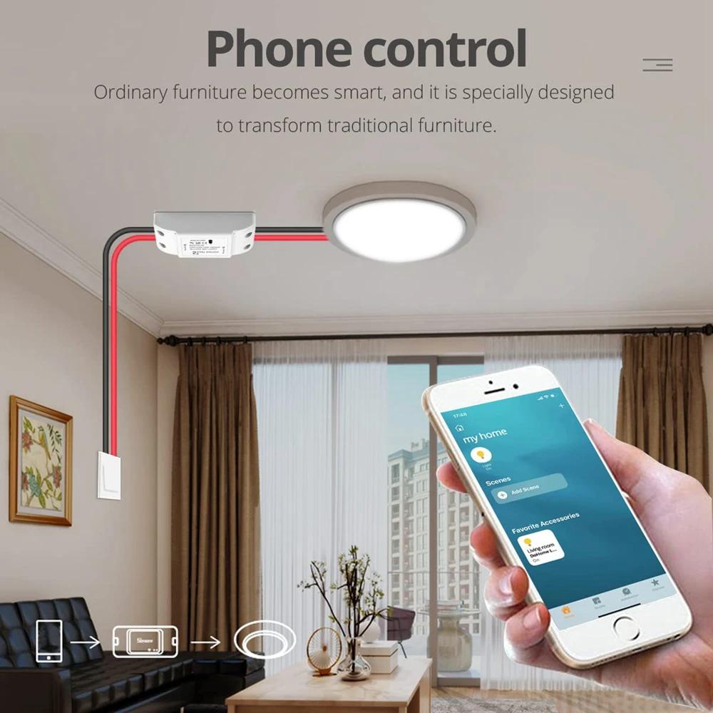 EWeLink-Básico R2 Controlador Interruptor Inteligente, Interruptor DIY, Início Timing, Controle de Voz, Alice, Alexa, Google, Tuya, WiFi