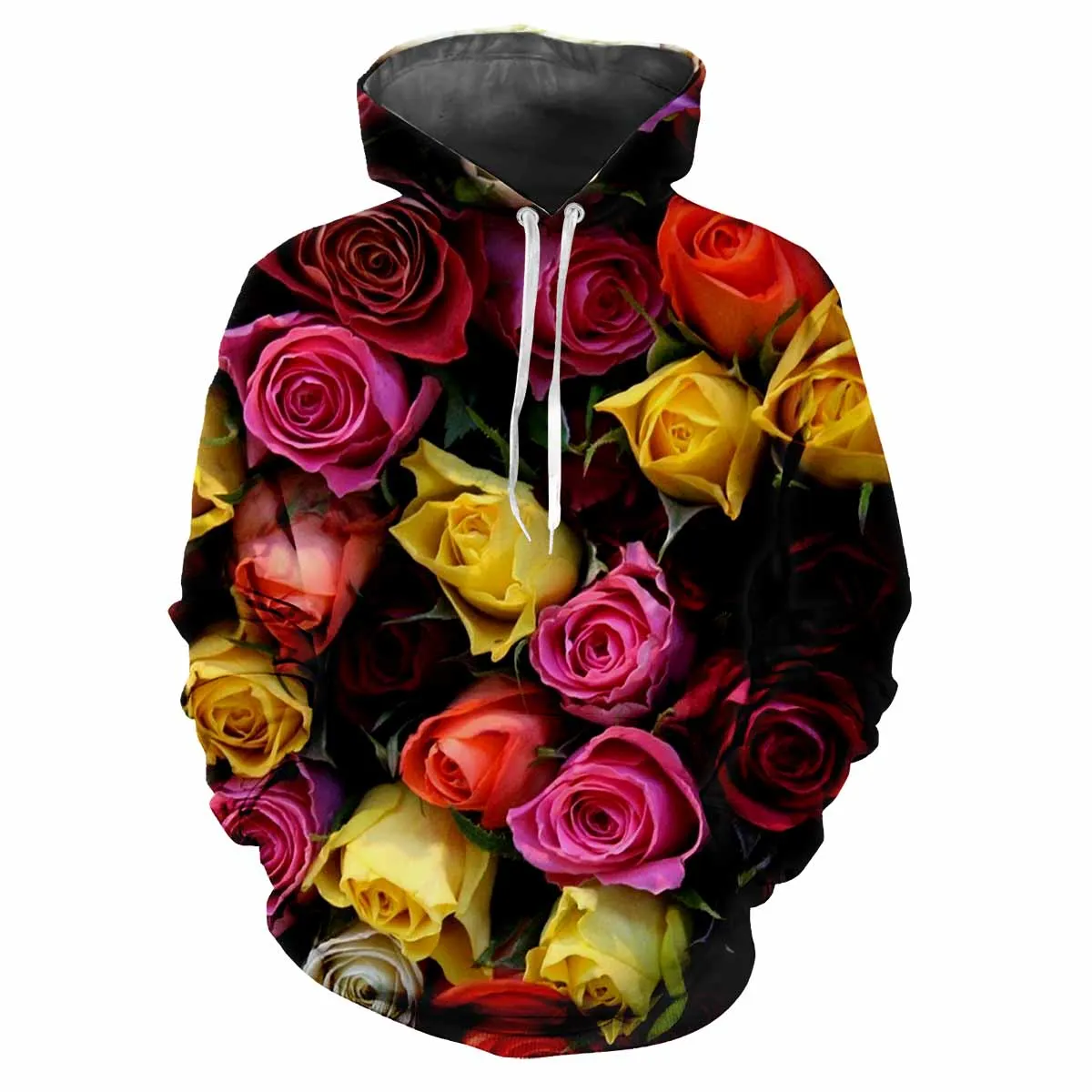 Romantic Rose 3D Harajuku Printed Street Fashion Men Women Funny Style Soft Comfortable Fashionable Elegant Personalized Hoodie