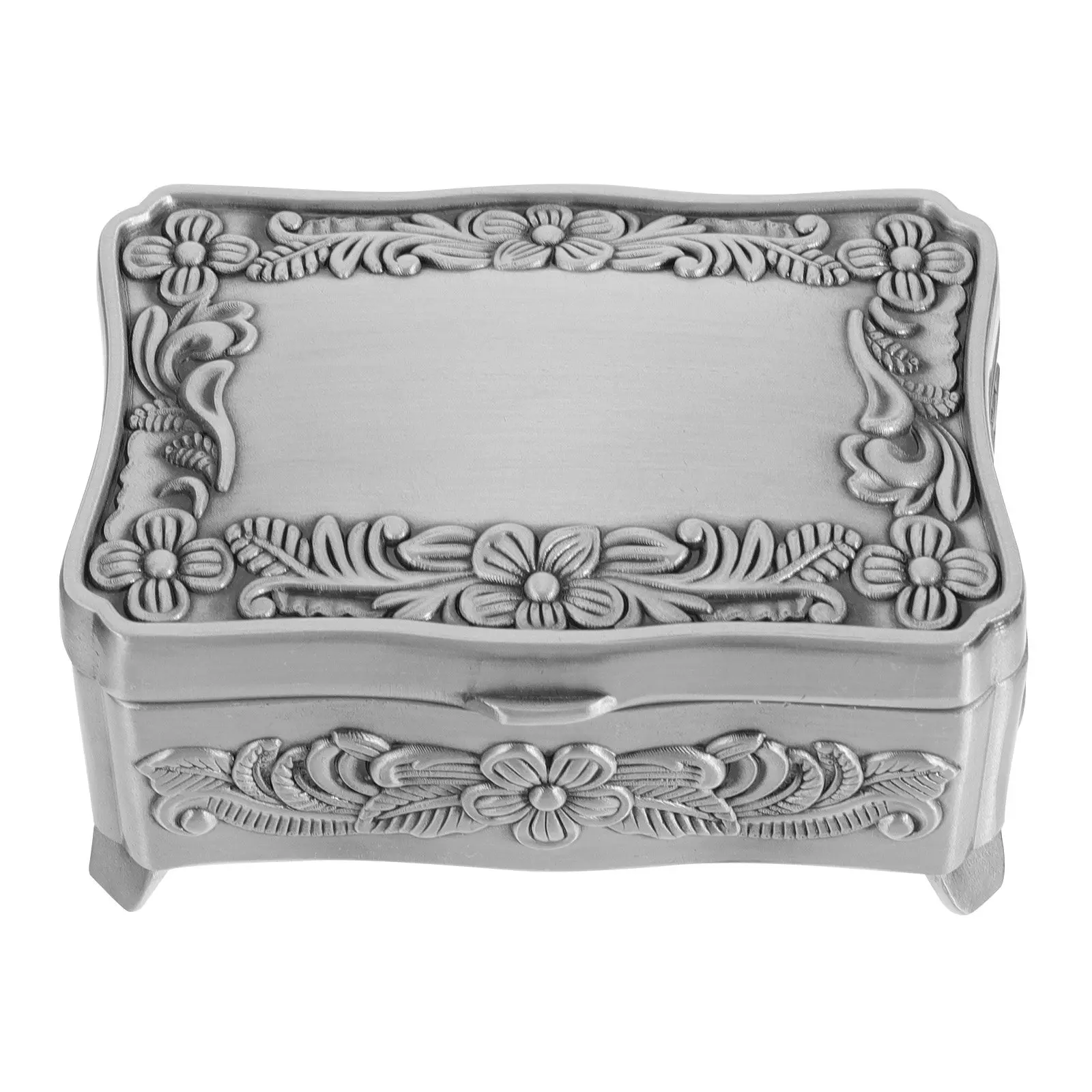 

1Pcs Premium Zinc Alloy Vintage Jewelry Storage Box Retro Metal Ring Earring Necklace Holder Display Organizer Gift Box Silver