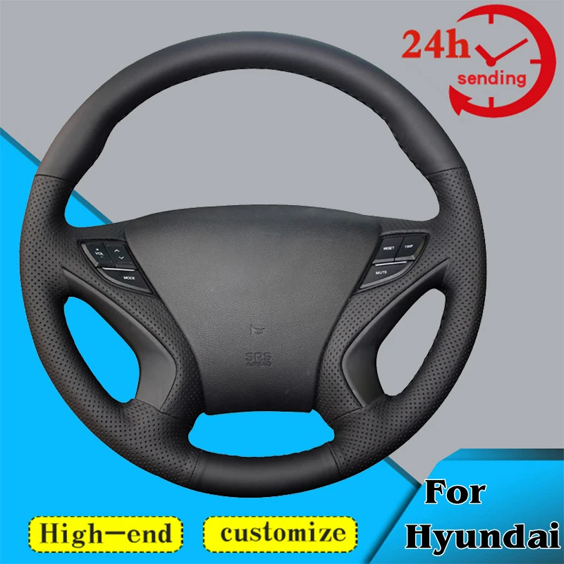 Custom Car Steering Wheel Braid Cover Non-slip 100% Fit For Hyundai Sonata 8 2011 2012 2013 2014 Car Accessories Steering Wrap