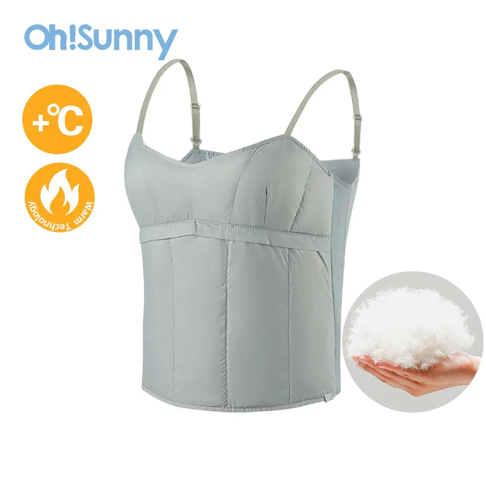 Ohsunny Women Feather Vest Sleeveless Winter Down Jacket 90% White Duck Feather Warm Waistcoat Outerwear Coats Ultra-light